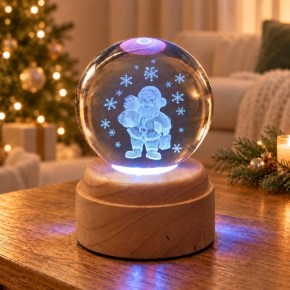 Santa's Snowflakes Rotating 3D Crystal Globe Light