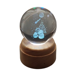 Waiting for Santa Rotating 3D Crystal Globe Light