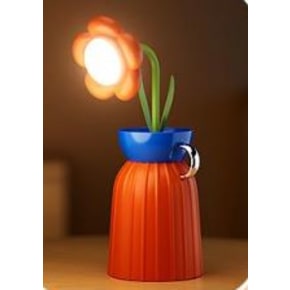 Daisy Flower Lamp with Vase - Orange