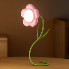 Rose Flower Lamp with Vase - Pink