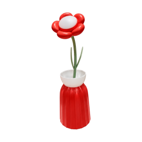 Daisy Flower Lamp with Vase - Red