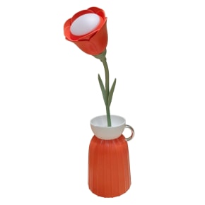Rose Flower Lamp with Vase - Orange
