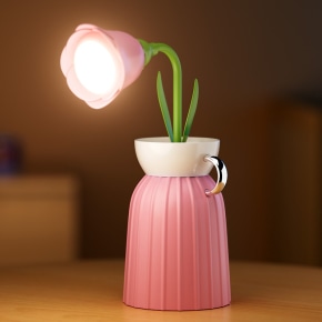Rose Flower Lamp with Vase - Pink