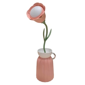 Rose Flower Lamp with Vase - Pink