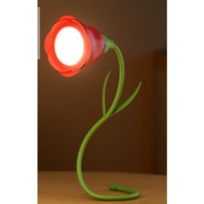 Rose Flower Lamp with Vase - Red