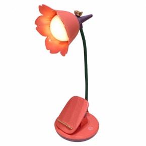 Flower Desk Lamp with Clip - Red