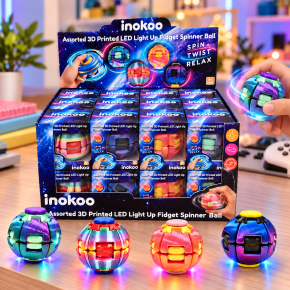 3D Assorted Light Up 24 Fidget Spinner Ball CDU