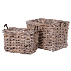 Coach House Set of 2 Large Rectangular Rattan Baskets