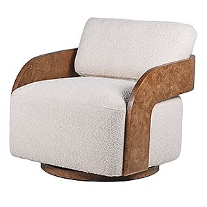 Harper Cream Bouclé and Burl Swivel Chair