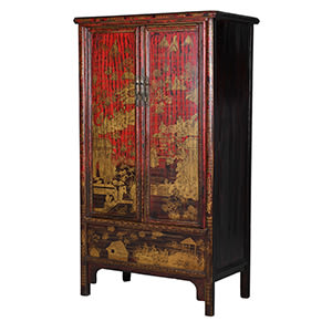 Antique Temple Red Cabinet