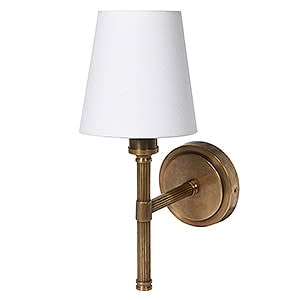 Hand Rubbed Brass Wall Light with Cotton Shade