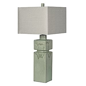 Celadon Table Lamp With Linen Shade