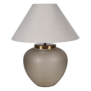 Smoke Myrtos Glass Table Lamp With Linen Shade