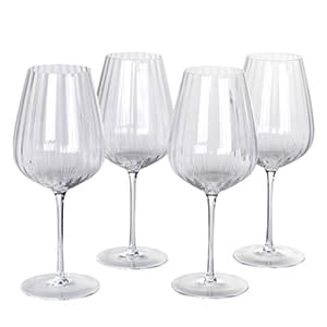 Set of 4 Ribbed White Wine Glasses
