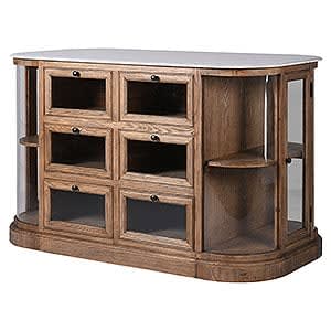 Marble Topped Oak Kitchen Island