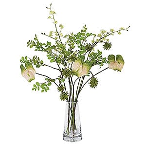 Verdant Bloom Arrangement in Glass Vase