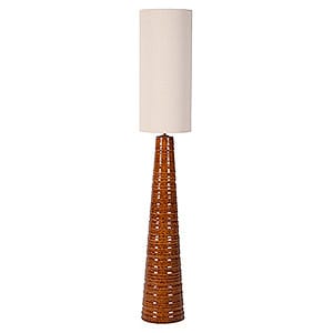 Ribbed Caramel Floor Lamp With Linen Shade