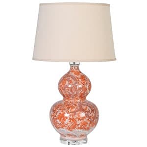 Coach House Orange Bulbous Patterned Lamp
