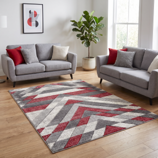 Asher Rug Grey-Red