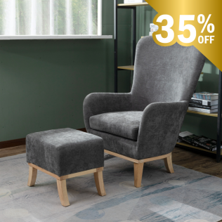 Chair + Footstool 1986 Dark Grey