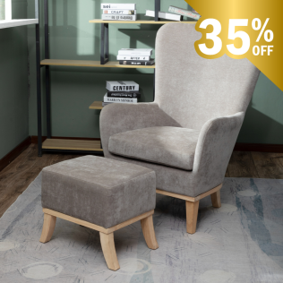 Chair + Footstool 1986 Light Grey