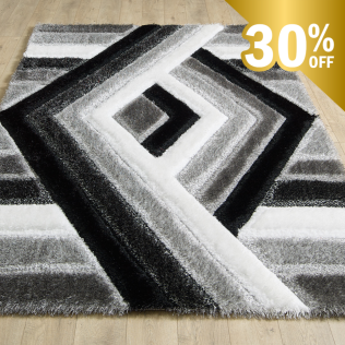 Saturn Rug - Black Grey