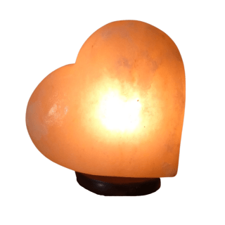 Salt Heart Lamp, Wt Wood Base