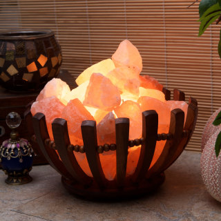 Wooden Basket Basket wt Fire Rocks
