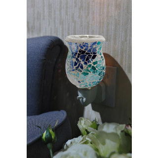 Aqua Teal Crackle Mosaic Warmer