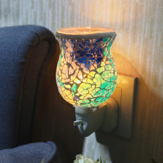 Aqua Teal Crackle Mosaic Warmer