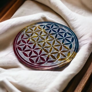 Rainbow Flower of Life Soapstone Incense holder