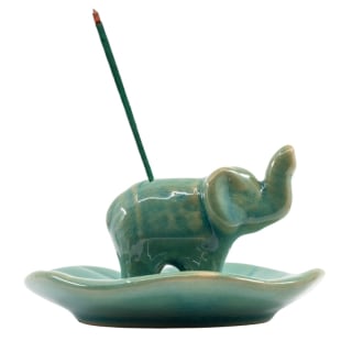 Turquoise Ceramic Elephant Incense Holder