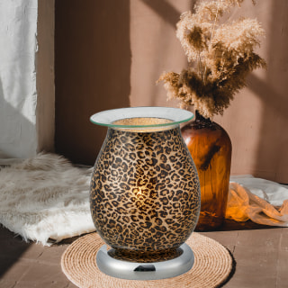 Leopard Print Lamp Gold wt Silver Base