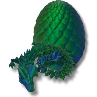 Two-Tone Blue Green 3D Printed Dragon in Egg