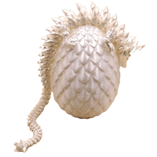 Pearl White 3D Printed Large Dragon in Egg