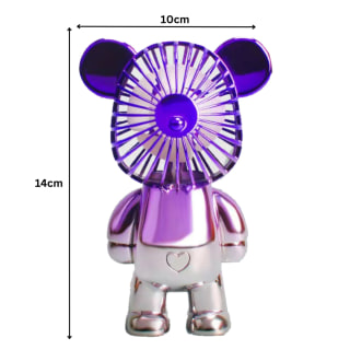 Two-Tone Purple Silver Bear Fan