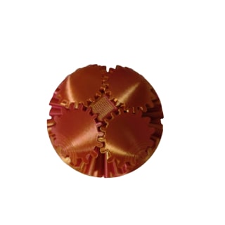 Two-Tone Red Gold 3D Printed Gear Ball - 8cm