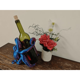 Purple Blue Green 3D Printed Octopus Wine Holder
