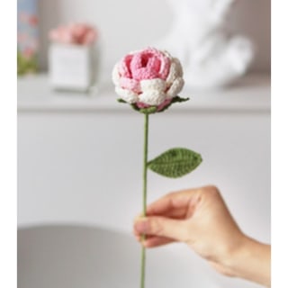 White Pink Gradient Rose Crochet Flower