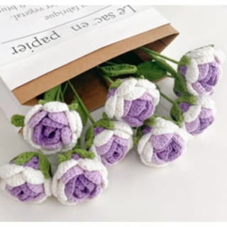 White Purple Gradient Rose Crochet Flower