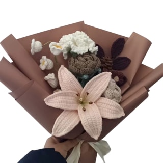 Coffee Lily Crochet Flower Bouquet