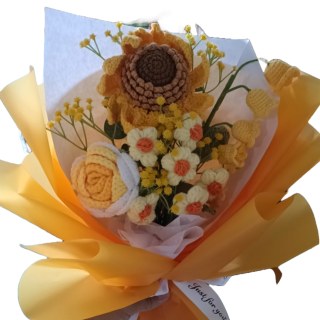 Orange Sunflower Crochet Flower Bouquet