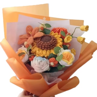 Orange Sunflower Large Crochet Flower Bouquet