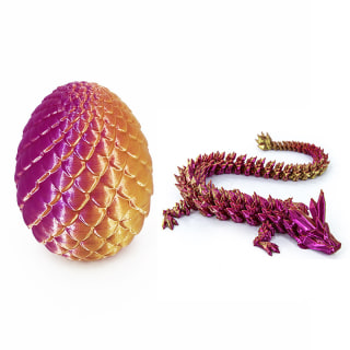 Purple Gold 3D Printed Large Dragon in Egg