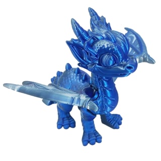 Silver Blue 3D Printed Enchanting Dragon