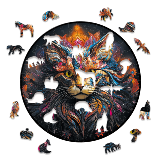 Maine Coon Wooden Puzzle - 150pcs Round
