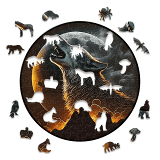 Wolf Wooden Puzzle - 150pcs Round