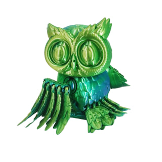 Yellow Green Blue 3D Printed Large Owl