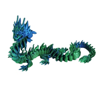 Blue Green 3D Printed Large Chinese Dragon
