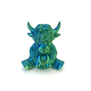 Blue Green 3D Printed Highland Cow A